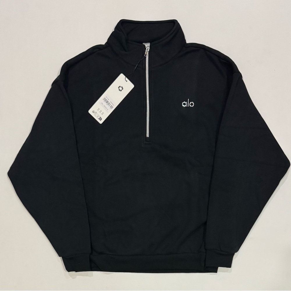 ALO Black Quarter-Zip Sweater Size Medium
